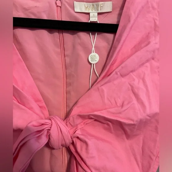 NWOT WAYF Pink Peggy Cutout Puff Sleeve Midi Dress Size Small - Picture 2 of 7